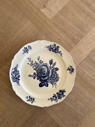 画像2: HBCM モントロー ブルーローズのブーケ 花リム デザート皿 22cm #4 [202506−70]