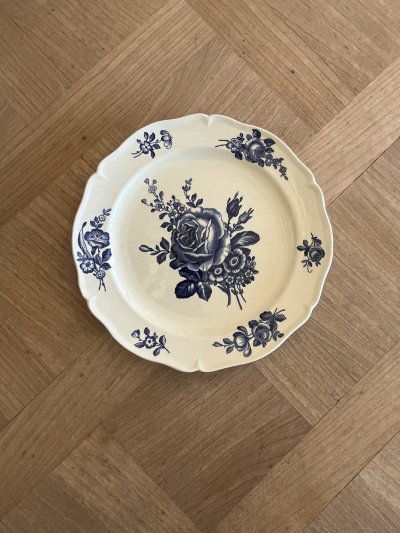 画像2: HBCM モントロー ブルーローズのブーケ 花リム デザート皿  22cm #3 [202506−69]