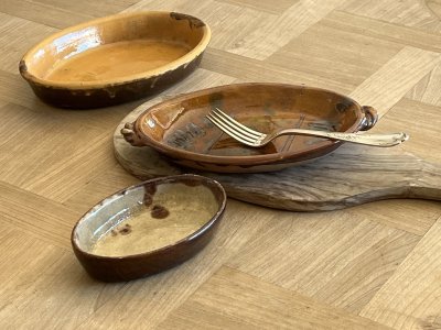 画像3: フランスヴィンテージ オーブン 黄釉 オーバル皿 24.5x17.3cm [202506−92]