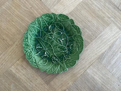画像2: 南仏陶器 APT アプト バルボティーヌ 緑釉 葉のレリーフ デザート皿 ＃2 [202506−94]