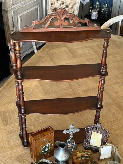 画像1: フランスアンティーク ナポレオン3世 焦げ茶のシェルフ 高さ70cm[202507-18]