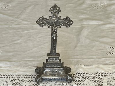 画像1: フランスアンティーク メタル キリストの十字架 H19.2cm [202507-11]    