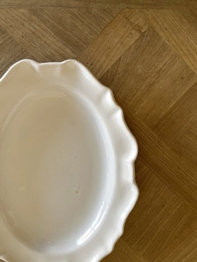 画像2: 18世紀 ムスティエ 白釉 オーバルプレート 37cm [202507-69]
