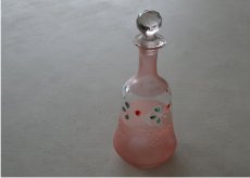 画像10: フランスアンティーク ガラス製ボトル ピンク色とお花のエナメル  (10)