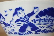 画像10: カフェオレボウル リュネビル窯 ブルー フランスの村 口径13.1cm〖202304-82〗 (10)