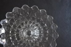 画像4: 花リム 六角カット プレスガラス コンポティエ 直径20.7cm〖202209-046〗 (4)