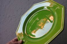 画像2: フランスヴィンテージ オクトゴナル きみどり釉 メイン皿 24cm〖202302-32〗 (2)