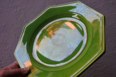 画像7: フランスヴィンテージ オクトゴナル きみどり釉 メイン皿 24cm〖202302-32〗 (7)