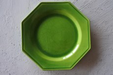 画像30: フランスヴィンテージ オクトゴナル きみどり釉 メイン皿 24cm〖202302-32〗 (30)