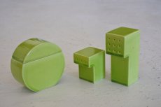 画像1: フランスヴィンテージ きみどり釉 ソルト&ペッパー ムタルディエ 3点セット〖202302-23〗 (1)