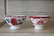 画像22: カフェオレボウル ムーランデルー 赤と青のお花絵付け 口径14.2cm〖202211-56〗 (22)