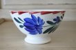 画像1: カフェオレボウル ムーランデルー 赤と青のお花絵付け 口径14.2cm〖202211-56〗 (1)