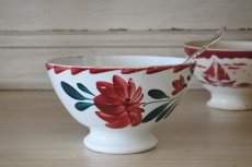 画像20: カフェオレボウル ムーランデルー 赤と青のお花絵付け 口径14.2cm〖202211-56〗 (20)