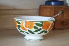 画像20: カフェオレボウル ロンウィ オレンジのお花 口径14.2cm〖202211-52〗 (20)