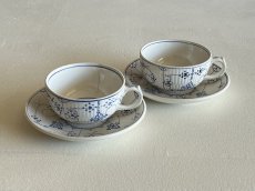 画像1: サルグミンヌ＆ディゴワン サキソニー柄 ティーカップ＆ソーサー2客セット〖202501−015〗 (1)