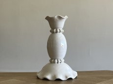 画像4: マリコルヌ窯 エミールテシエ 白いキャンドルスタンド [202506−86] (4)