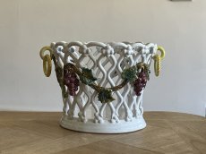 画像5: マリコルヌ窯 エミールテシエ 白釉 色付きパニエ コルベイユ 高さ14.3cm [202506−87] (5)