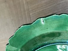 画像15: 南仏陶器 APT アプト バルボティーヌ 緑釉 葉のレリーフ デザート皿 ＃2 [202506−94] (15)