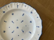画像2: 18世紀 フランス南西 白釉 手描き ブルーの小花と虫柄 プレート [202506−95] (2)