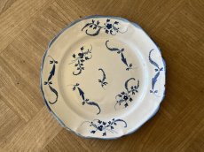 画像1: 18−19世紀 フランス 白釉 ブループランディーユ 絵付け プレート [202506−96] (1)