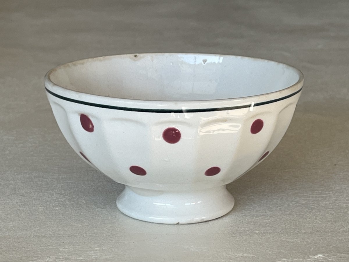 画像1: カフェオレボウル 赤いドット セラノール 口径13.8cm〖202503-02〗 (1)