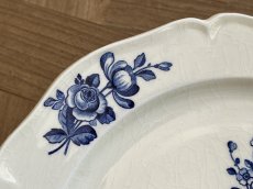 画像11: HBCM モントロー ブルーローズのブーケ 花リム メインプレート 24cm #1 [202506−61] (11)