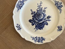 画像3: HBCM モントロー ブルーローズのブーケ 花リム メインプレート 24cm #6 [202506−66] (3)