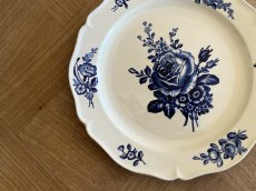 画像21: HBCM モントロー ブルーローズのブーケ 花リム メインプレート 24cm #6 [202506−66] (21)
