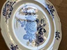 画像5: HBCM モントロー ブルーローズのブーケ 花リム デザート皿  22cm #1 [202506−67] (5)