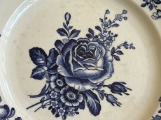 画像10: HBCM モントロー ブルーローズのブーケ 花リム デザート皿  22cm #1 [202506−67] (10)