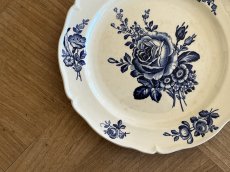 画像24: HBCM モントロー ブルーローズのブーケ 花リム デザート皿  22cm #1 [202506−67] (24)