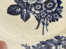 画像8: HBCM モントロー ブルーローズのブーケ 花リム デザート皿  22cm #2 [202506−68] (8)