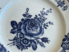 画像11: HBCM モントロー ブルーローズのブーケ 花リム デザート皿  22cm #2 [202506−68] (11)
