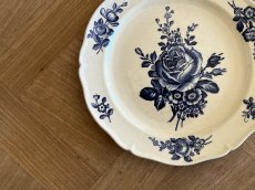 画像23: HBCM モントロー ブルーローズのブーケ 花リム デザート皿  22cm #2 [202506−68] (23)