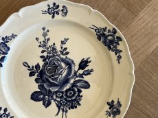 画像2: HBCM モントロー ブルーローズのブーケ 花リム デザート皿 22cm #4 [202506−70] (2)