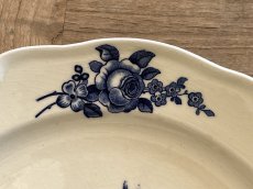 画像13: HBCM モントロー ブルーローズのブーケ 花リム デザート皿 22cm #4 [202506−70] (13)