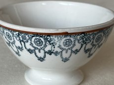 画像5: カフェオレボウル クレイユエモントロー プチボル グリーン お花のスワッグ柄 Aランク〖202503-36〗 (5)