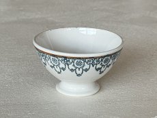 画像1: カフェオレボウル クレイユエモントロー プチボル グリーン お花のスワッグ柄 Bランク〖202503-37〗 (1)