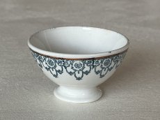 画像2: カフェオレボウル クレイユエモントロー プチボル グリーン お花のスワッグ柄 Bランク〖202503-37〗 (2)