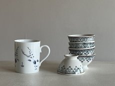 画像26: カフェオレボウル クレイユエモントロー プチボル グリーン お花のスワッグ柄 Aランク〖202503-36〗 (26)