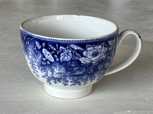 画像1: クレイユエモントロー ブルートランスファー お花柄 デジュネカップ 口径14cm〖202503-44〗 (1)