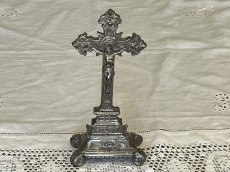 画像1: フランスアンティーク メタル キリストの十字架 H19.2cm [202507-11]     (1)
