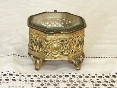 画像3: フランスアンティーク ベベル  面取りガラス オクトゴナル ジュエリーボックス [202507-13]     (3)
