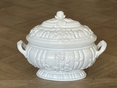 画像26: イタリア モダンセラミック オーバル テリーヌ 白いスーピエール [202507-20] (26)