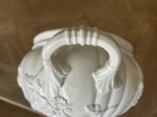 画像7: イタリア モダンセラミック オーバル テリーヌ 白いスーピエール [202507-20] (7)