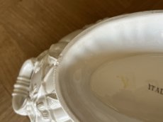 画像14: イタリア モダンセラミック オーバル テリーヌ 白いスーピエール [202507-20] (14)