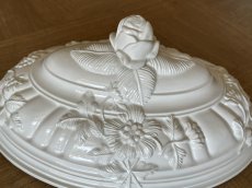 画像18: イタリア モダンセラミック オーバル テリーヌ 白いスーピエール [202507-20] (18)