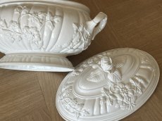 画像23: イタリア モダンセラミック オーバル テリーヌ 白いスーピエール [202507-20] (23)