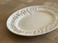 画像20: イタリア モダンセラミック 大型 お花レリーフ 白いオーバルプレート 42.5cm [202507-19] (20)