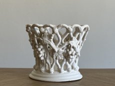画像11: マリコルヌ窯 エミールテシエ 葡萄レリーフ パニエ風 鉢カバー 円柱 [202507-61] (11)